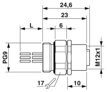 Встраиваемые разъемы-SACC-EC-M12FSB-5CON-PG9/0,5 VA
