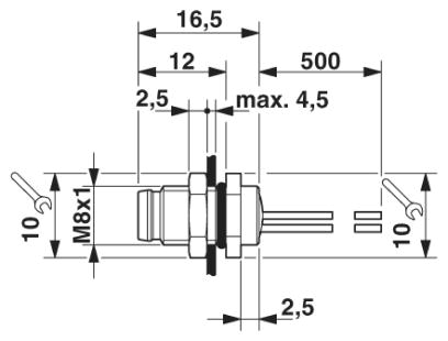 Встраиваемые разъемы-SACC-DSI-M 8MS-4CON-M 8/0,5