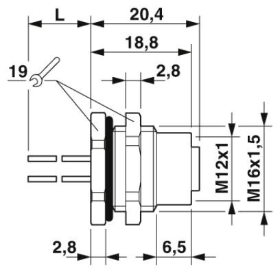 Встраиваемый соединитель для шинной системы-SACC-DSI-M12FSD-4P-M16XL/0,5