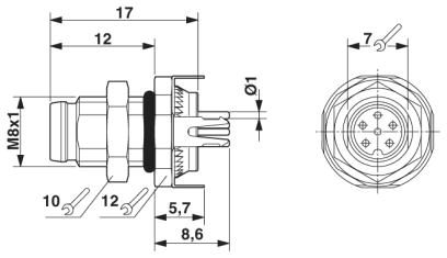 Встраиваемые разъемы-SACC-DSI-M 8MS-6CON-L180 SH