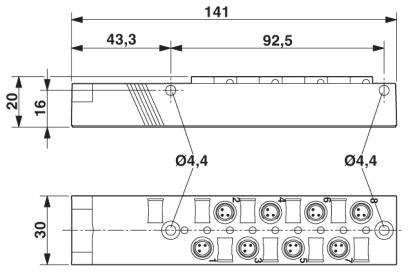 Коробка датчика и исполнительного элемента-SACB-8/4-L-10,0PUR-M8