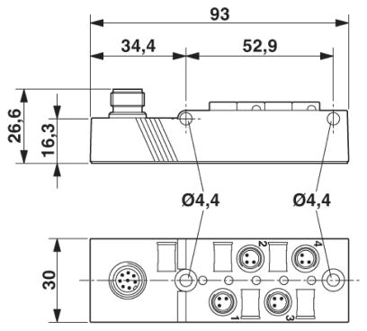Коробка датчика и исполнительного элемента-SACB-4/3-L-M12-M8