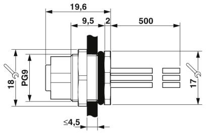 Проходная деталь-SACC-DSI-M12FS-5CON-PG9/1,0SCO