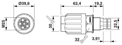 Проходная деталь-QPD W 4PE6,0 12-20 M25 0,5 BK