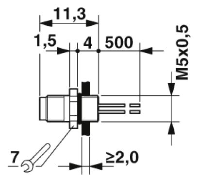 Встраиваемые разъемы-SACC-E-M5MS-4CON-M5/0,5