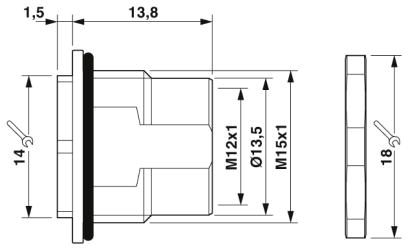 Крепежный резьбовой элемент корпуса-SACC-BP-F-M12/M15-6-THR