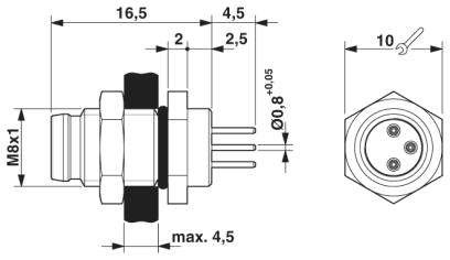 Встраиваемые разъемы-SACC-DSI-M 8MS-3CON-L180