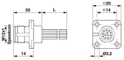 Встраиваемые разъемы-SACC-SQ-M12FS-12CON-20/0,5