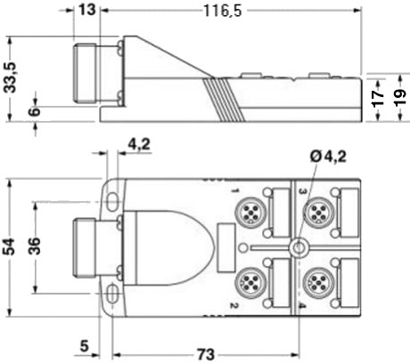 Коробка датчика и исполнительного элемента-SACB-4/ 8-M23 180