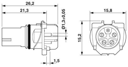 Встраиваемые разъемы-SACC-CI-M12MSK-4PE-L180 THR T