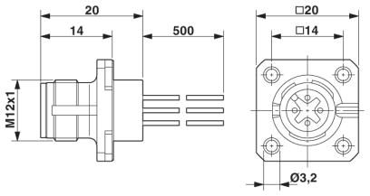 Встраиваемые разъемы-SACC-SQ-M12MS-4CON-20/0,5