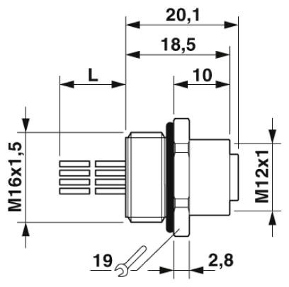Встраиваемые разъемы-SACC-E-M12FS-8P-M16XL/0,5