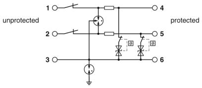 Устройство защиты от перенапряжений-TTC-6P-2X1-F-M-24DC-UT-I