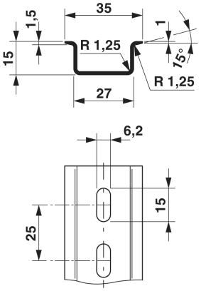 DIN-рейка, с перфорацией-NS 35/15 PERF 250MM