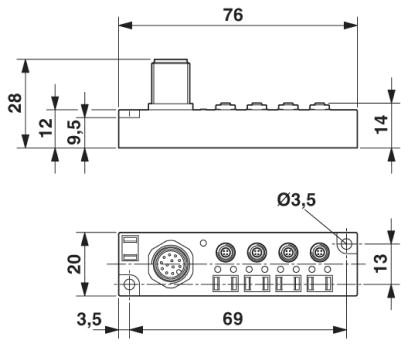 Коробка датчика и исполнительного элемента-SACB-4/ 3-L-M12 M5