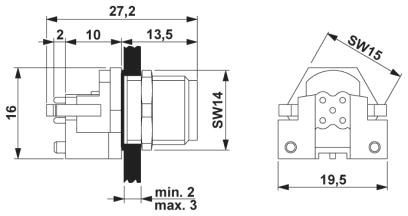 Встраиваемые разъемы-SACC-DSIV-M12MSB-5CON-L180