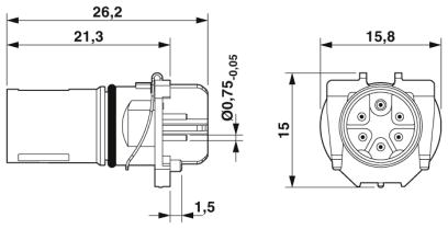 Встраиваемые разъемы-SACC-CI-M12MSM-5PE-L180 THR R