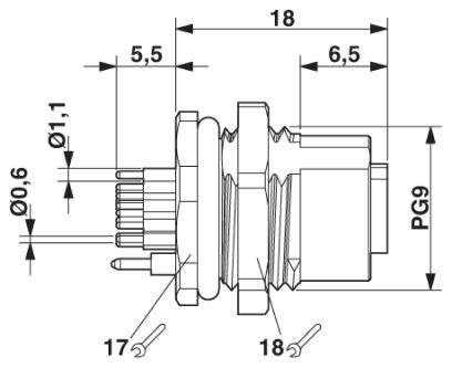 Встраиваемые разъемы-SACC-DSI-FS-17CON-L180 SCO SH