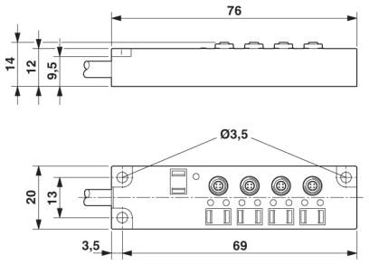 Коробка датчика и исполнительного элемента-SACB-4/ 3-L-10,0PUR M5