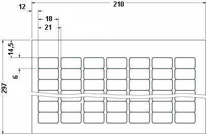 Этикетки в листах DIN-A4-BMKL 18X 6 WH