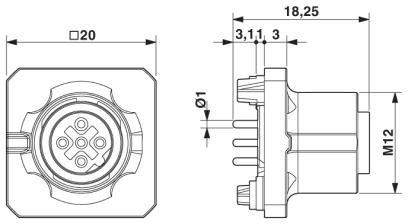 Встраиваемые разъемы-SACC-SQ-M12FS-5CON-20-L180