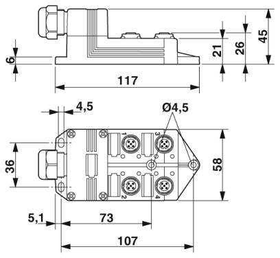 Коробка датчика и исполнительного элемента-SACB-4/ 4-L-C SCO