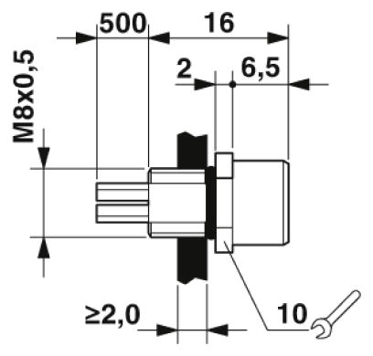Встраиваемые разъемы-SACC-E-M 8FS-4CON-M8/0,5