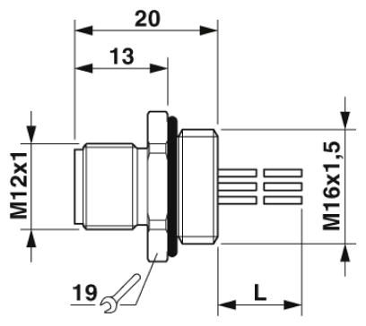 Встраиваемые разъемы-SACC-E-M12MS-5P-M16XL/0,5