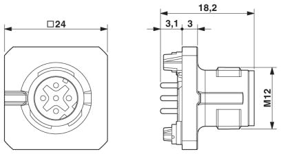 Встраиваемые разъемы-SACC-SQ-M12MSD-4CON-20-L180