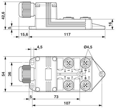 Корпус коробки датчика и исполнительного элемента-SACB-4/ 4-L-C GG SCO P