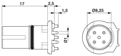 Встраиваемые разъемы-SACC-CI-M12FS-4CON-L180 THR
