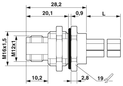 Встраиваемые разъемы-SACC-DSI-M12MSL4FE-M16XL/0,2GR
