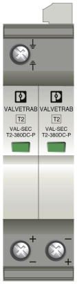 Разрядник для защиты от импульсных перенапряжений, тип 2-VAL-SEC-T2-2+0-380DC-FM