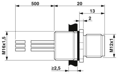 Встраиваемые разъемы-SACC-E-M12MS-8CON-M16/0,5 VA