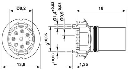 Встраиваемые разъемы-SACC-CIP-M12FS-8P SMD SH T