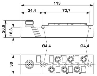 Коробка датчика и исполнительного элемента-SACB-6/3-L-M12-M8