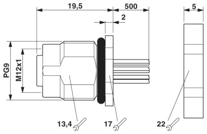 Проходная деталь-SACC-DSI-M12FS-8CON-PG9/0,5 P