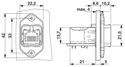 Монтажные рамы-VS-PPC-F1-RJ45-MNNA-1R-PHA
