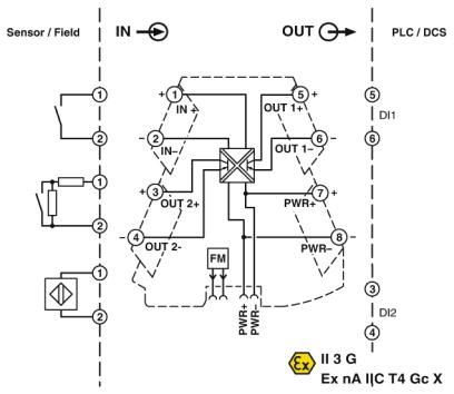 Разделительный усилитель-MINI MCR-2-NAM-2RO-PT
