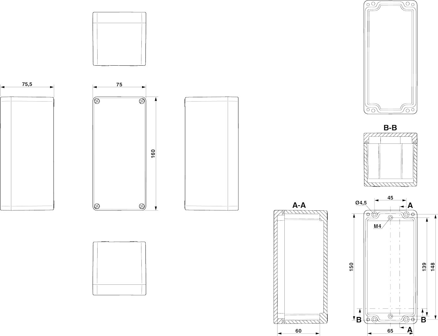 Клеммная коробка-E PX A 75X160X75