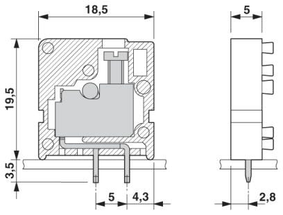 Клеммные блоки для печатного монтажа-FRONT 2,5-V/SA 5/ 2