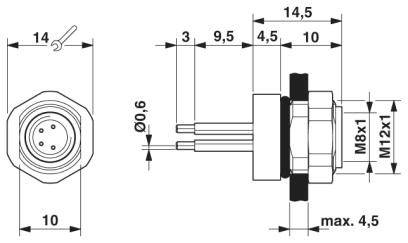 Встраиваемые разъемы-SACC-DSI-M 8FS-4CON-L180