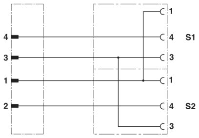 Кабель для датчика / исполнительного элемента-SAC-4PY-MS-0,6-PUR/2XF
