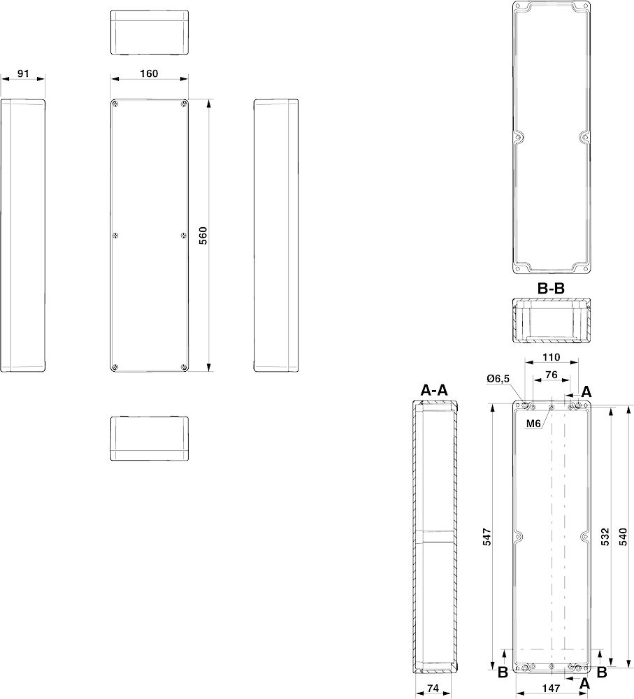 Клеммная коробка-E PE A 160X560X91