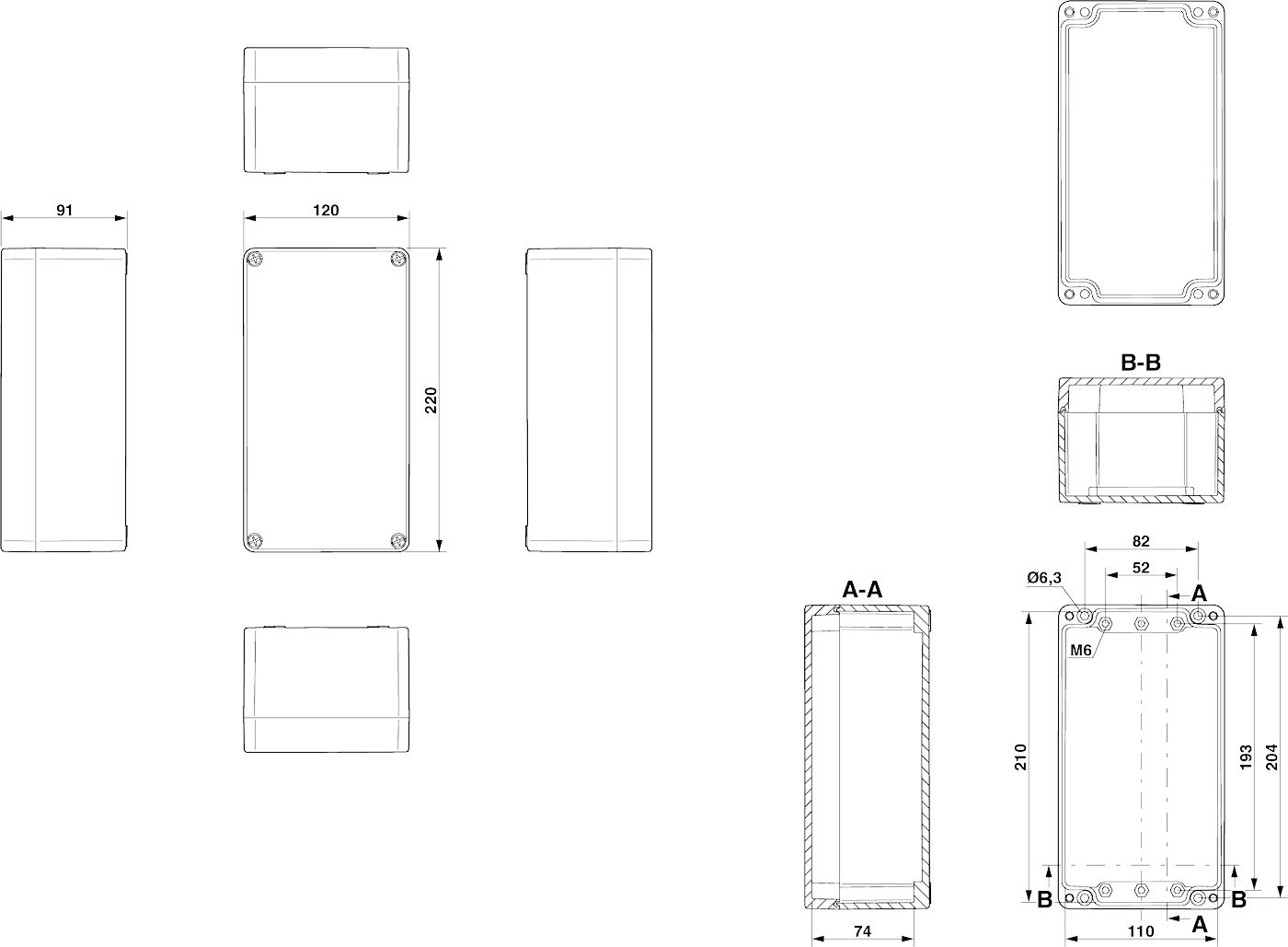 Клеммная коробка-E PX A 120X220X91