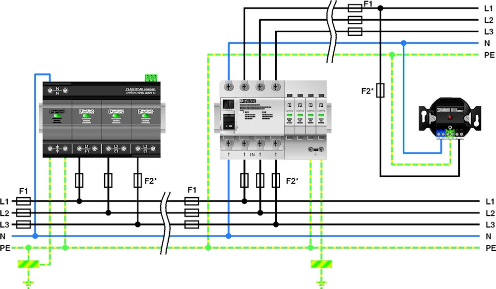 Разрядник для защиты от импульсных перенапряжений, тип 2-VAL-CP-RCD-3S/40/0.3/SEL