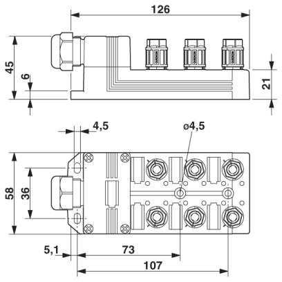 Коробка датчика и исполнительного элемента-SACB-6/3-L-C QO-0,34