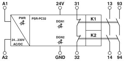 Реле сопряжения-PSR-PC32-2NO-1NC-24-230UC-SP