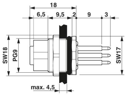 Встраиваемые разъемы-SACC-DSI-FS-5CON-L180/12 SCO