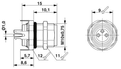 Встраиваемые разъемы-SACC-DSI-M8FS-3CON-M10-L180 SH